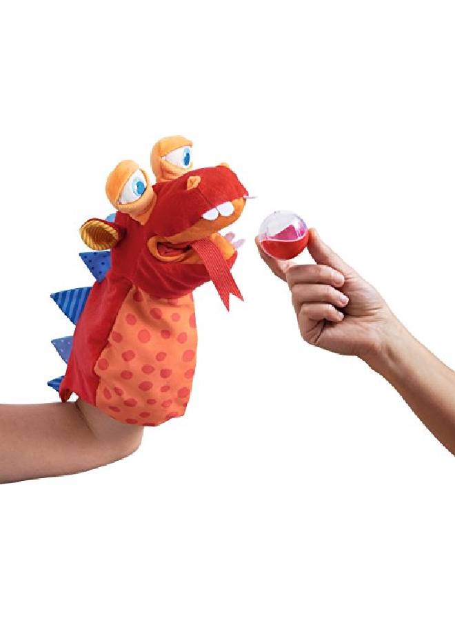 Haba Glove Puppet Eat It Up Dragon  Hand Puppet With Belly Bag To Eat Small Objects