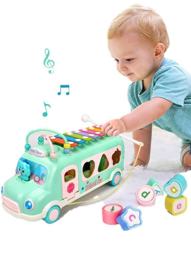 Puzzle Beat Shape Knocking On Piano With Musical Toys