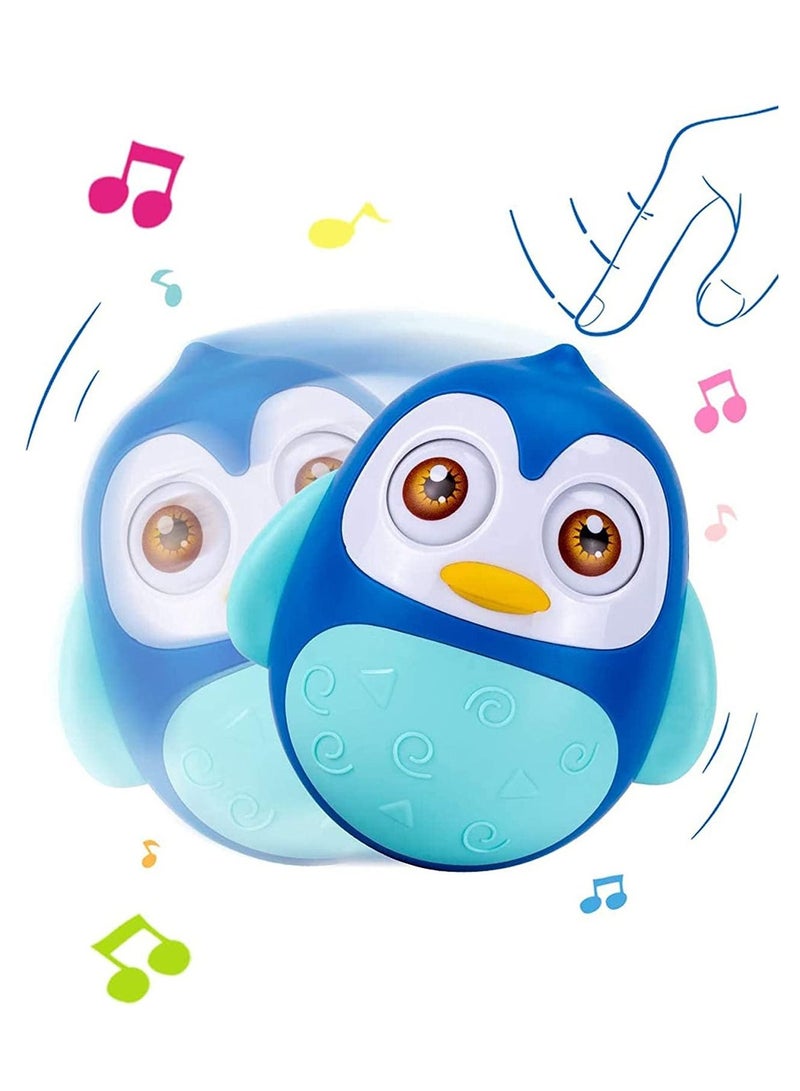 Baby Toys 6 To 12 Months Developmental, Tummy Time Toys, Penguin Tumbler Wobbler for Infant Boy Girl Gifts Toy with Soothing Tinkling Sound, Perfect Sensory Toy for Children (Blue)