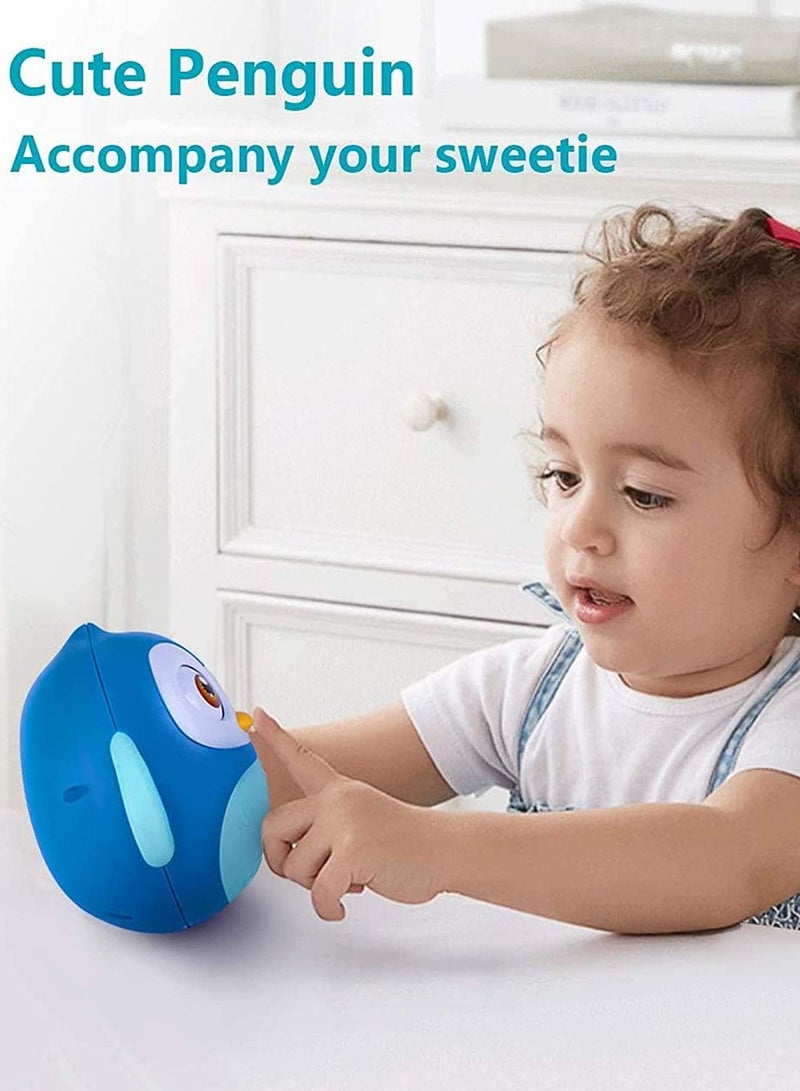 Baby Toys 6 To 12 Months Developmental, Tummy Time Toys, Penguin Tumbler Wobbler for Infant Boy Girl Gifts Toy with Soothing Tinkling Sound, Perfect Sensory Toy for Children (Blue)