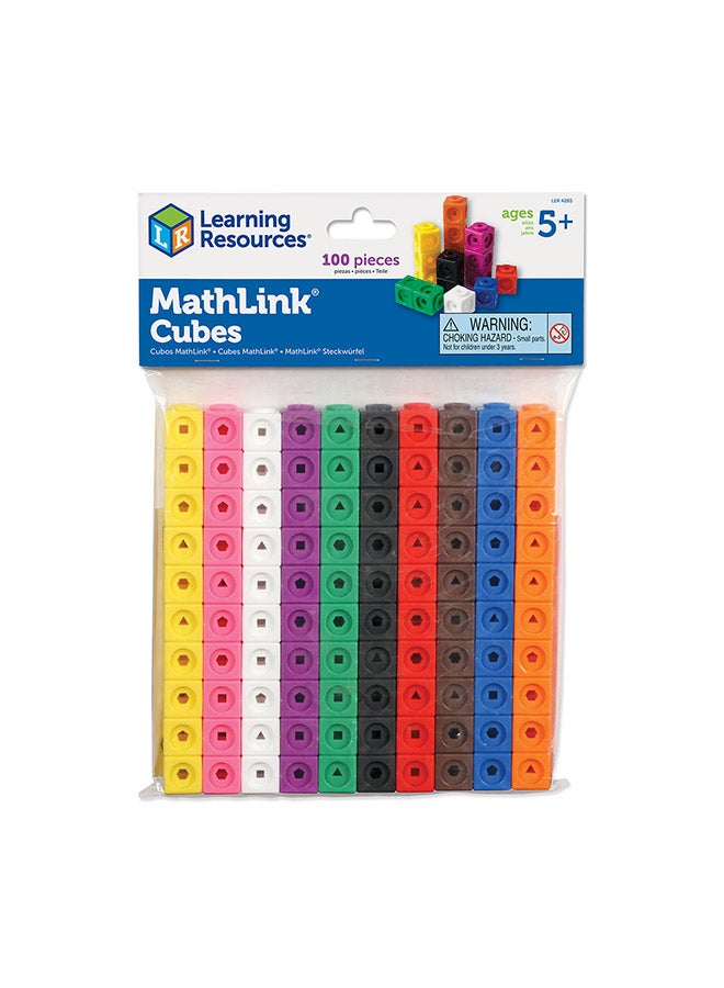 Learning Resources MathLink Cubes – 100 Piece Set, STEM Maths Blocks, 5+