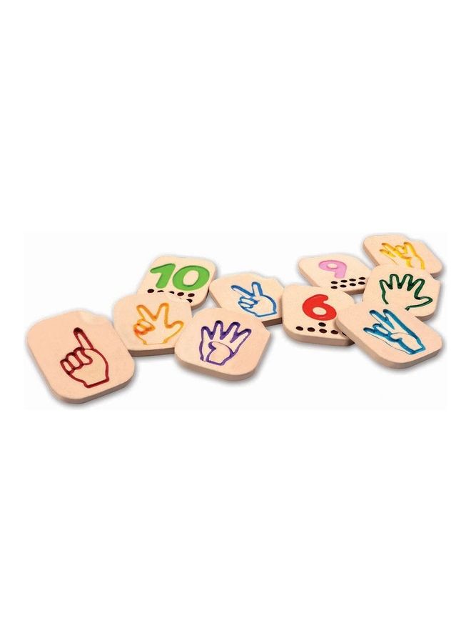 Plantoys Wooden Hand Sign Numbers 1-10 6.5 x 8 x 1cm