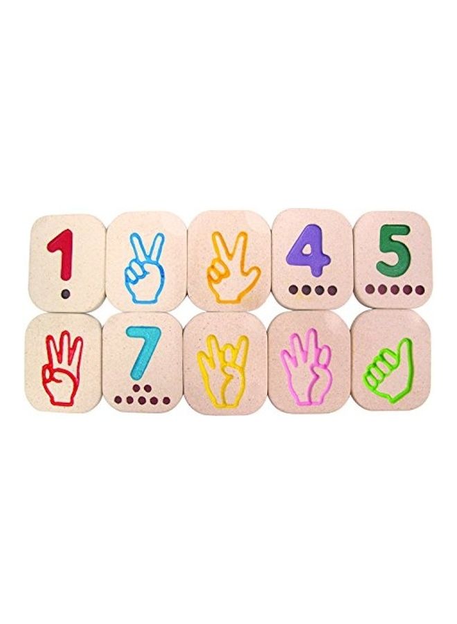 Plantoys Wooden Hand Sign Numbers 1-10 6.5 x 8 x 1cm