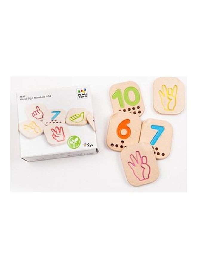 Plantoys Wooden Hand Sign Numbers 1-10 6.5 x 8 x 1cm