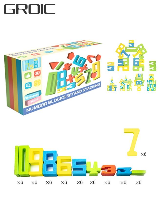 Foam Math Blocks Educational Toys, Including Math Manipulatives, Balanced Stacking, Memory Training, Unique Number Blocks for Math, Ages 3 and up as Gifts, Party Games, Education