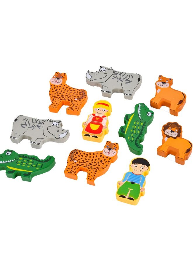 Indoor Play Educational Wooden Colorful Animals Set Pet Toy For Kids