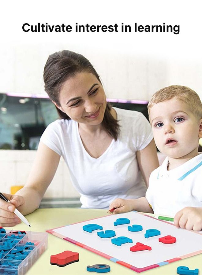 Classroom Magnetic Alphabet Letters Kit 234 Pcs with Double - Side Magnet White Board - Foam Alphabet Letters for Preschool Kids Toddler Spelling and Learning Colorful