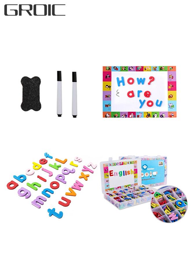 Classroom Magnetic Alphabet Letters Kit 234 Pcs with Double - Side Magnet White Board - Foam Alphabet Letters for Preschool Kids Toddler Spelling and Learning Colorful