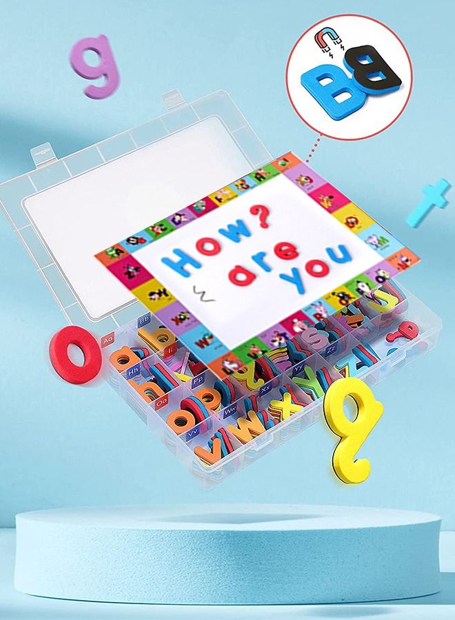 Classroom Magnetic Alphabet Letters Kit 234 Pcs with Double - Side Magnet White Board - Foam Alphabet Letters for Preschool Kids Toddler Spelling and Learning Colorful