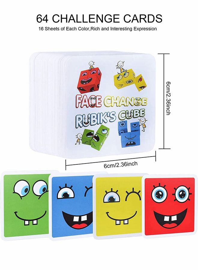 Wooden Expression Blocks, Face Changing Cube Blocks Matching Game, Educational Montessori Toys, Board Game Brain Teaser Puzzles, Geometric Educational Toys