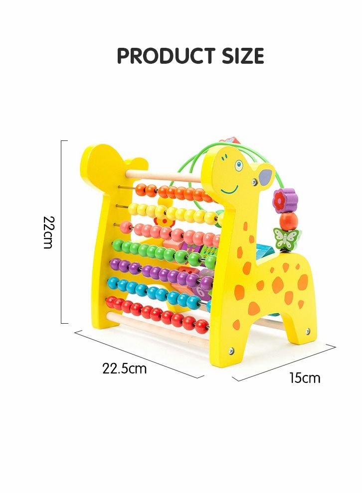 Bead Maze Toy Deer Beaded Toy Wooden Colored Roller Coaster Toy Children's Sliding Ball Twisting Training Early Childhood Educational Toys Montessori Toys