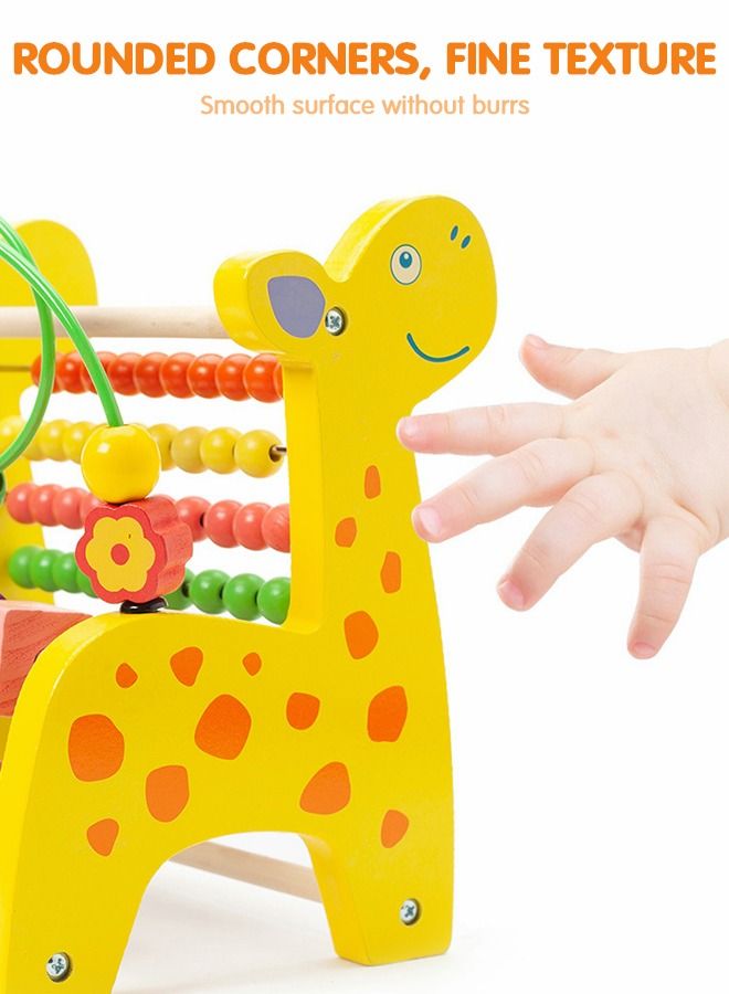 Bead Maze Toy Deer Beaded Toy Wooden Colored Roller Coaster Toy Children's Sliding Ball Twisting Training Early Childhood Educational Toys Montessori Toys