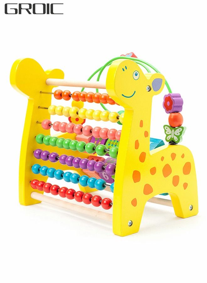 Bead Maze Toy Deer Beaded Toy Wooden Colored Roller Coaster Toy Children's Sliding Ball Twisting Training Early Childhood Educational Toys Montessori Toys