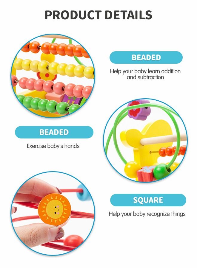 Bead Maze Toy Deer Beaded Toy Wooden Colored Roller Coaster Toy Children's Sliding Ball Twisting Training Early Childhood Educational Toys Montessori Toys