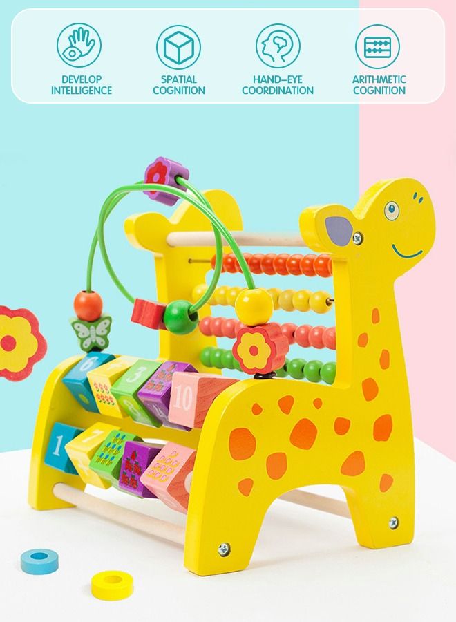 Bead Maze Toy Deer Beaded Toy Wooden Colored Roller Coaster Toy Children's Sliding Ball Twisting Training Early Childhood Educational Toys Montessori Toys