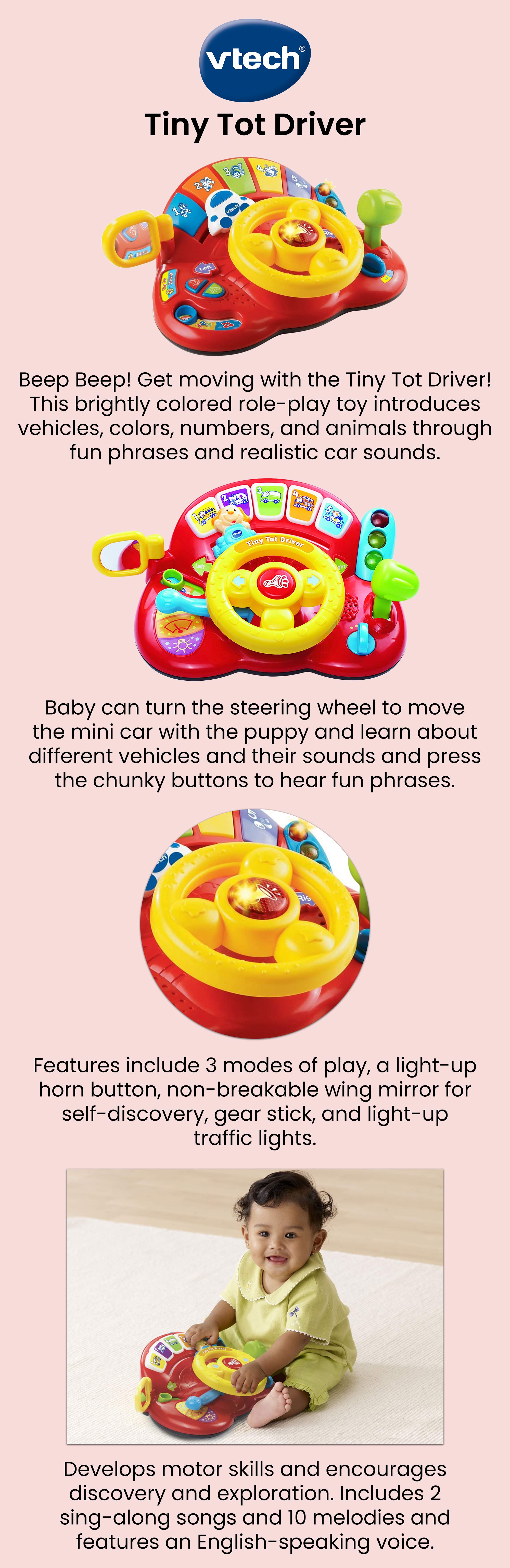 Baby Tiny Tot Driver Suitable for Children Toddler Interactive Drover Toy Featuring a Steering Wheel with Music and Light,166603 , Multi-Colour