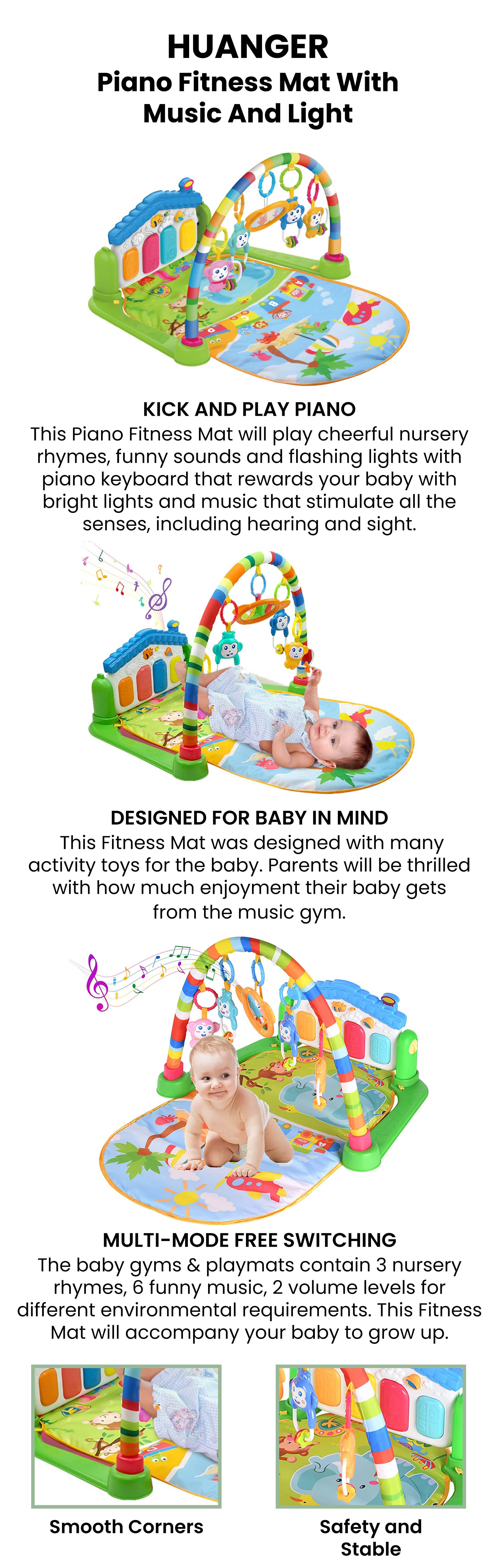 Multi Function Decorated With Beautiful Designs Piano Fitness Play Mat With Music And Light 84x65x45cm