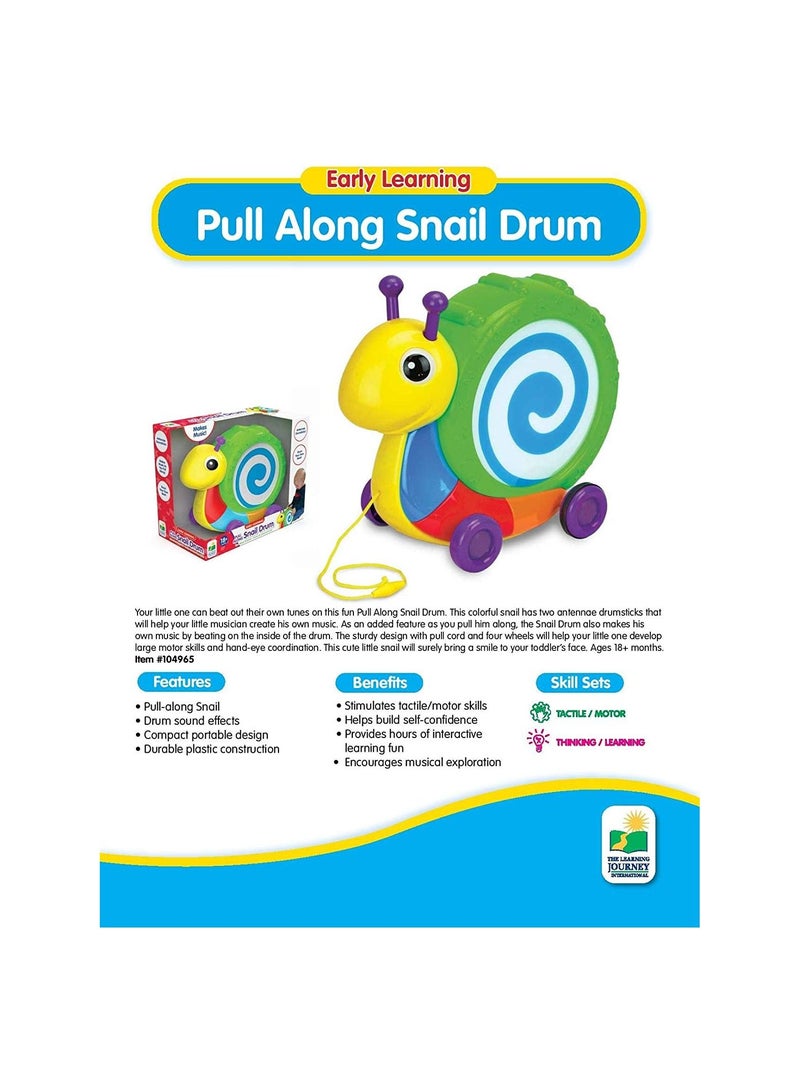 Pull Along Snail Drum Instrument Toy