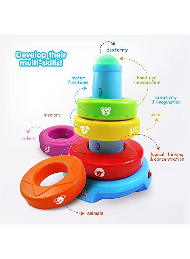 Stack & Learn - Educational Activity Toy For Infants Babies Toddlers For 6 Month And Up - Ideal Baby Toy Gifts
