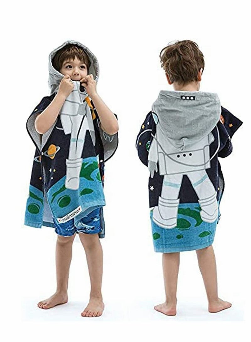 Hooded Towel for Babys Toddlers, 12 Months to 5 Years, Cotton Wrap, Super Soft Absorbent Cotton, Multi Use for Kids Bath Pool Beach Swim Bathroom Child Cover ups, Astronaut Theme