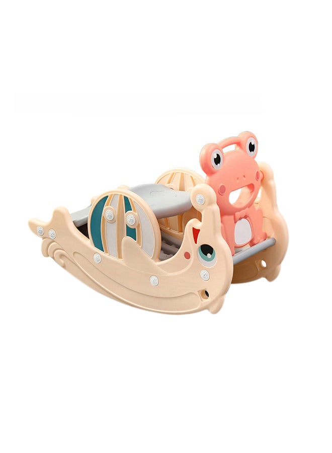 Double Rocking Horse And Slide For Kids - Pink/Grey/Green 102x34x47cm