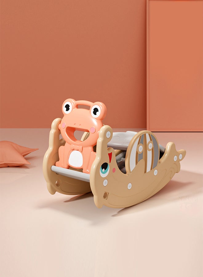 Double Rocking Horse And Slide For Kids - Pink/Grey/Green 102x34x47cm