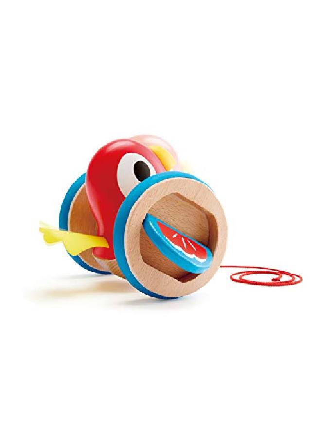 Baby Bird Pullalong ; Wooden Wobbling & Flapping Pull Toddler Toy Bright Colors Multicolor L 5.2 W 5 H 4.8 Inch