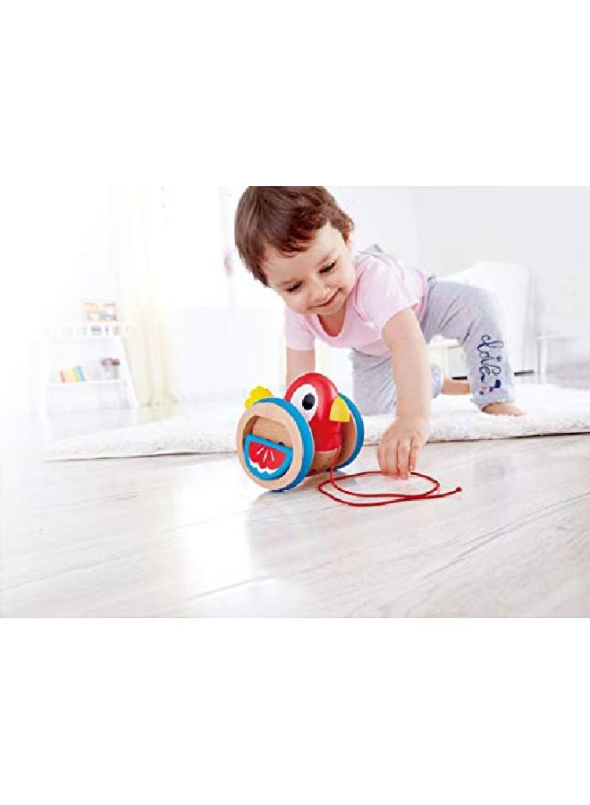 Baby Bird Pullalong ; Wooden Wobbling & Flapping Pull Toddler Toy Bright Colors Multicolor L 5.2 W 5 H 4.8 Inch