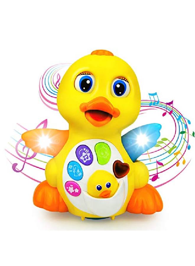 Light Up Dancing Walking Yellow Duck Baby Toy With Music And Led For Infants Toddler Interactive Learning Development School Classroom Prize And Children
