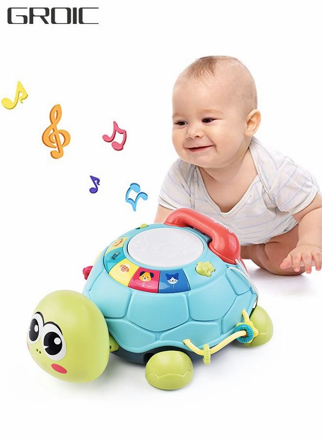 Music Turtle Toy Baby Crawling Toy With Light And Sound Fake Phone Educational Toy