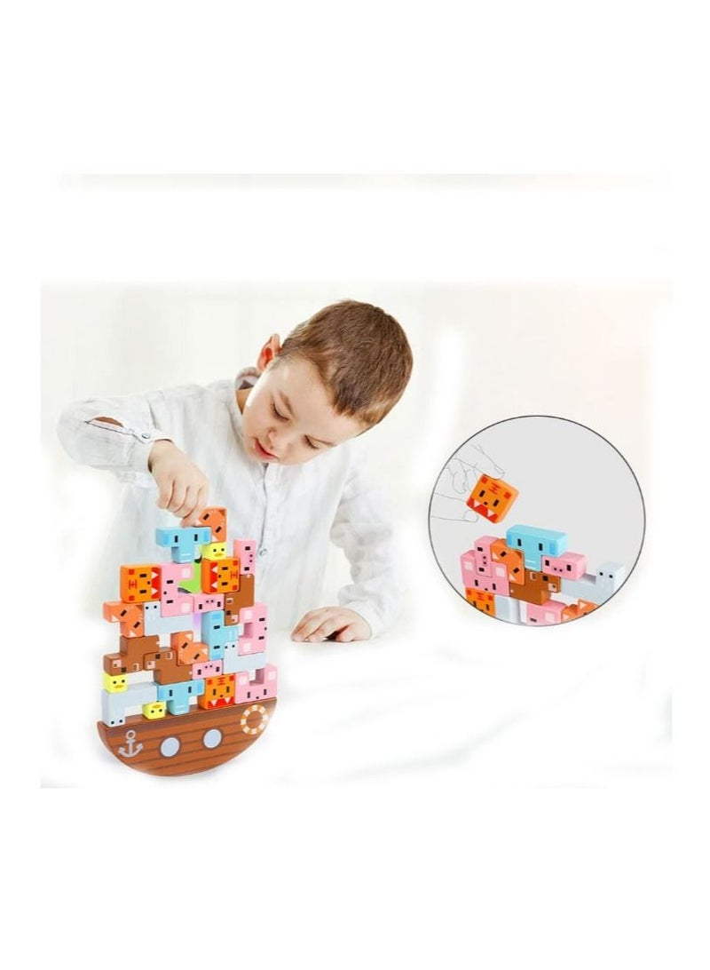 Multicolour Non Toxic Smooth Edges Wooden Building Block Toy Game Set