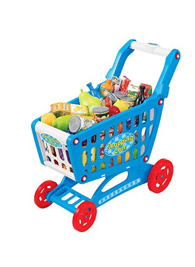 Mini Shopping Cart With Full Grocery Food Toy Playset