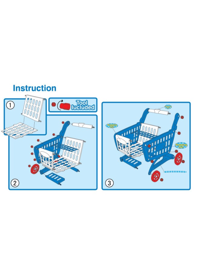 Mini Shopping Cart With Full Grocery Food Toy Playset