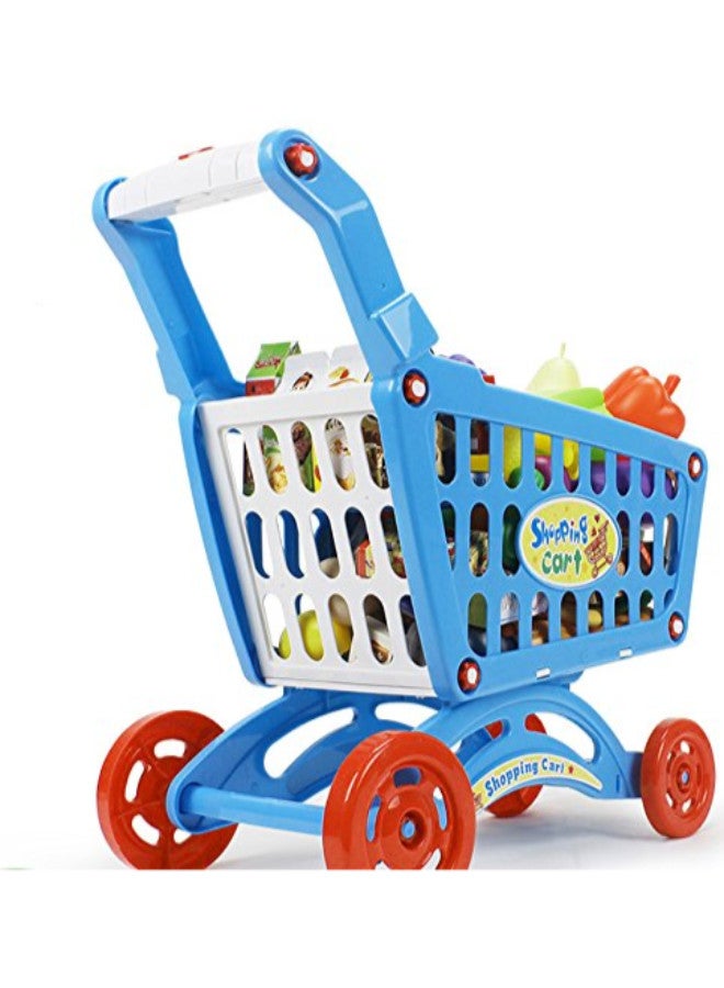 Mini Shopping Cart With Full Grocery Food Toy Playset