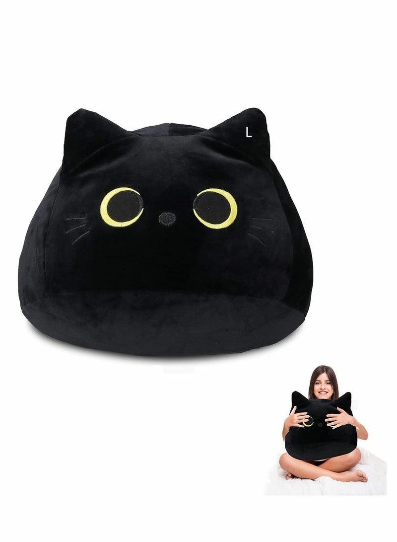 Plush Toy, 3D Black Cat Plush Toy Pillow, Cute Animal Cat-Shaped Stuffed Pillow Cushion Great Gifts / Gifted for Birthday , Valentine's Day , Give Girlfriend and Children,Black-15.7