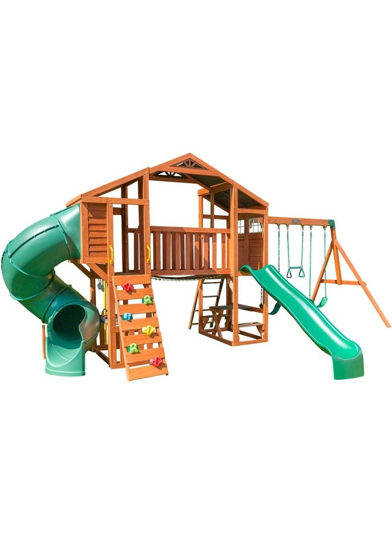 Boulder Bluff 2-in-1 Wooden Swing Set