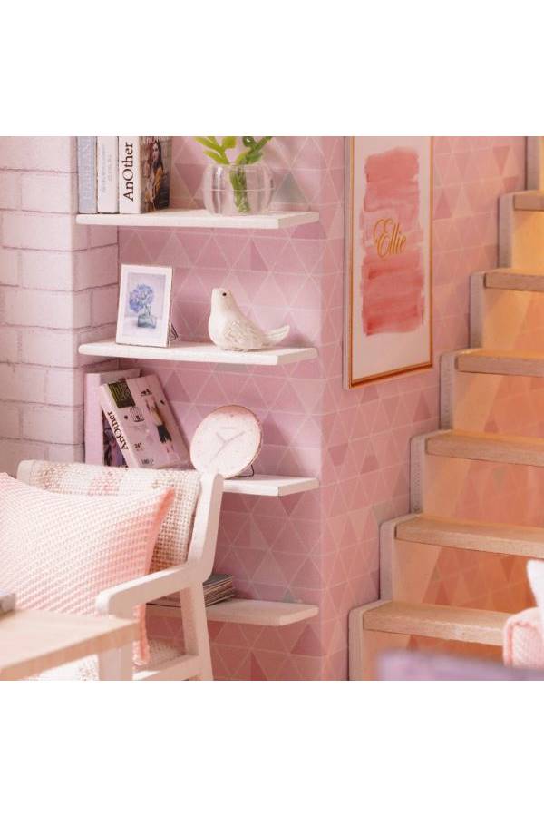 Wooden House Room Toy And Furniture With LED Lights