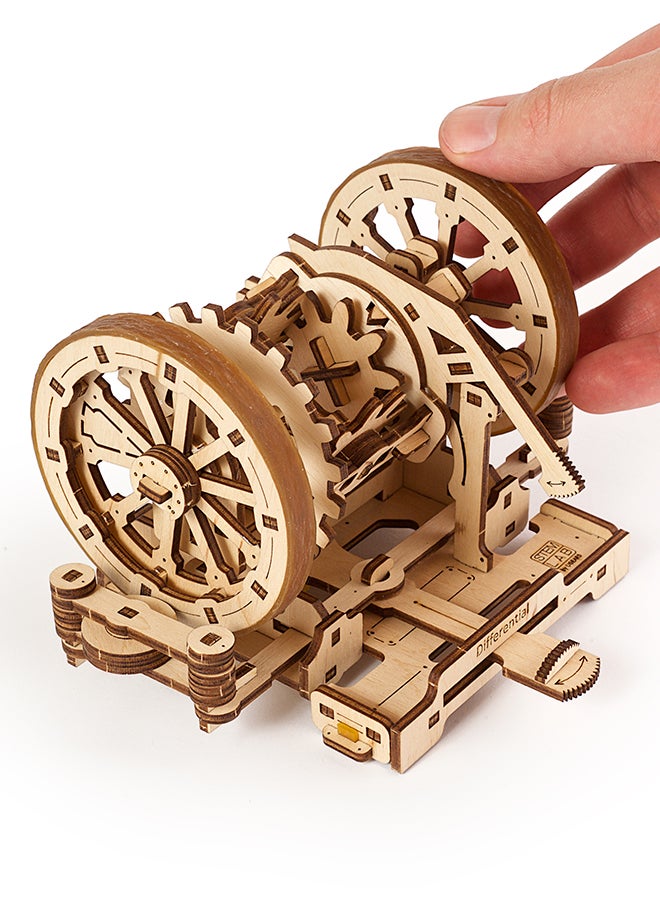 163-Piece 3D Wooden Puzzle STEM Lab, Differential - Camel Brown 20.5x6.3x18.8cm