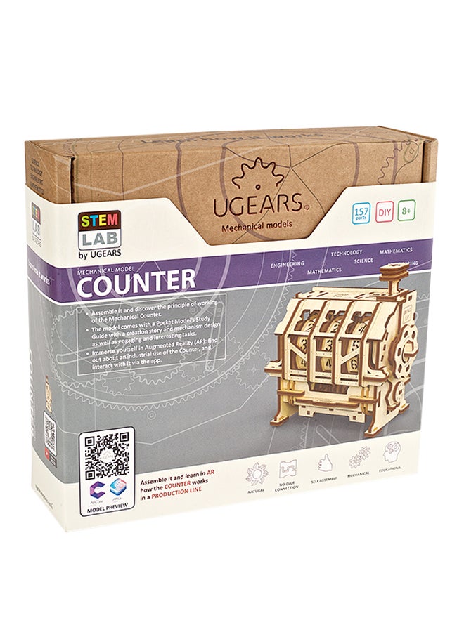 157-Piece 3D Wooden Puzzle STEM Lab, Counter - Camel Brown 20.5x6.3x18.8cm