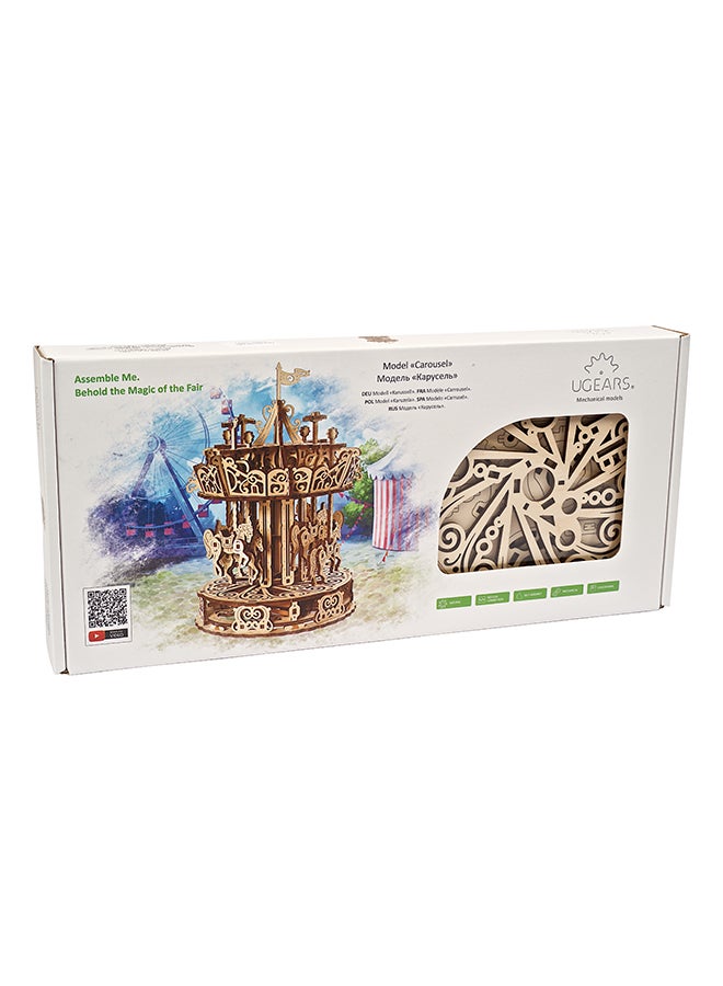 305-Piece 3D Wooden Puzzle, Carousel - Camel Brown 37.8x4.2x17cm