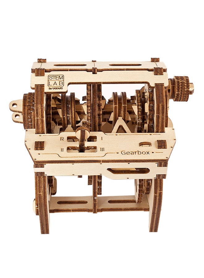 120-Piece 3D Wooden Puzzle STEM Lab, Gear Box - Camel Brown 20.5x6.3x18.8cm