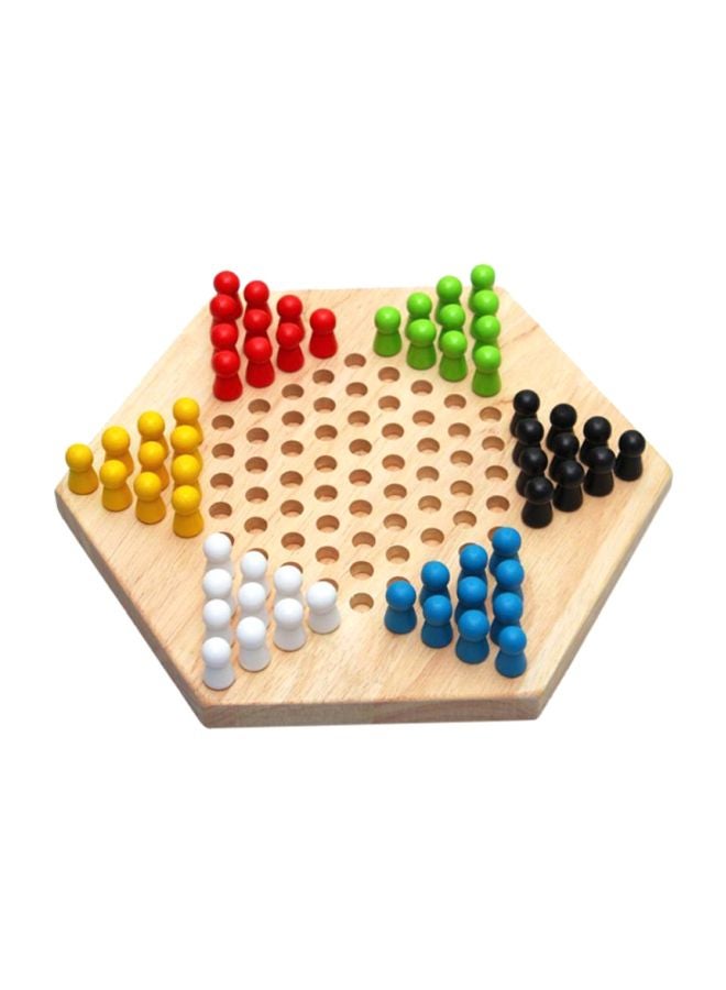 Chinese Board Game Wooden Hexagon Checkers Educational Desk