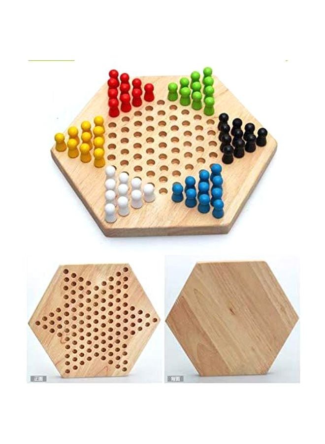 Chinese Board Game Wooden Hexagon Checkers Educational Desk