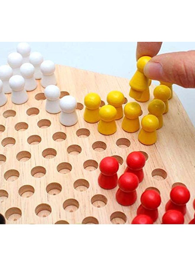 Chinese Board Game Wooden Hexagon Checkers Educational Desk