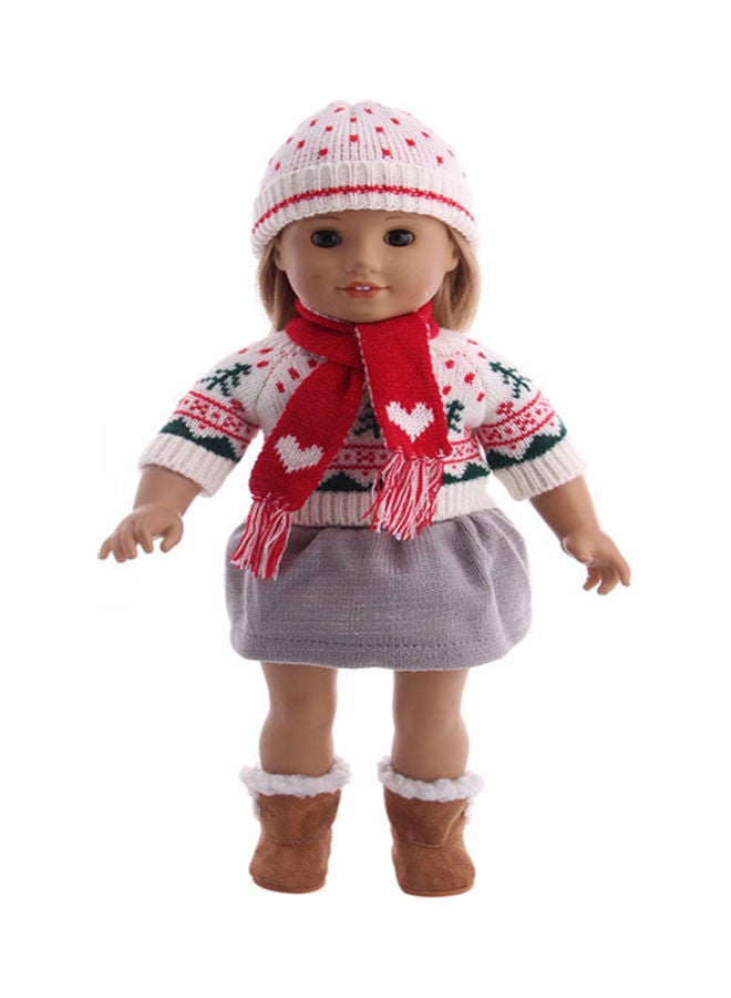 3-Piece American Doll Clothes Sweater Set With Scarf 18inch