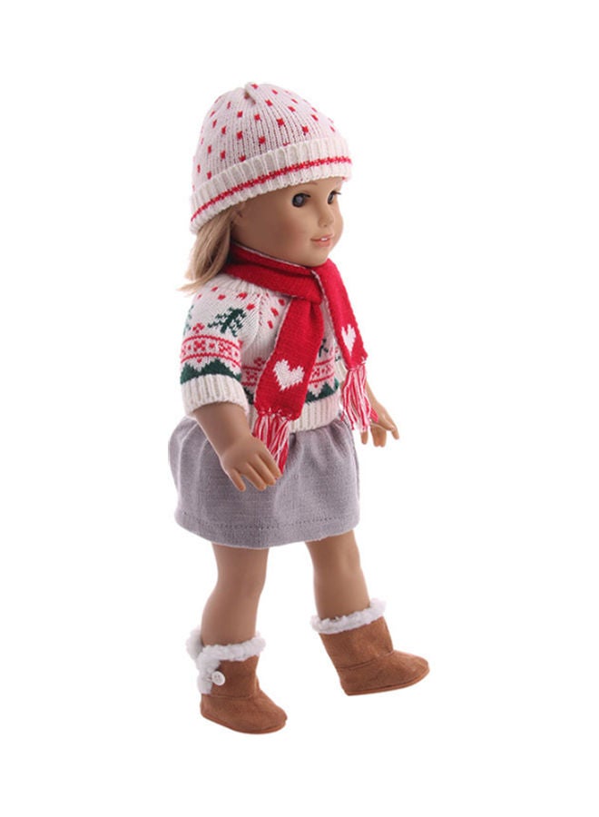 3-Piece American Doll Clothes Sweater Set With Scarf 18inch