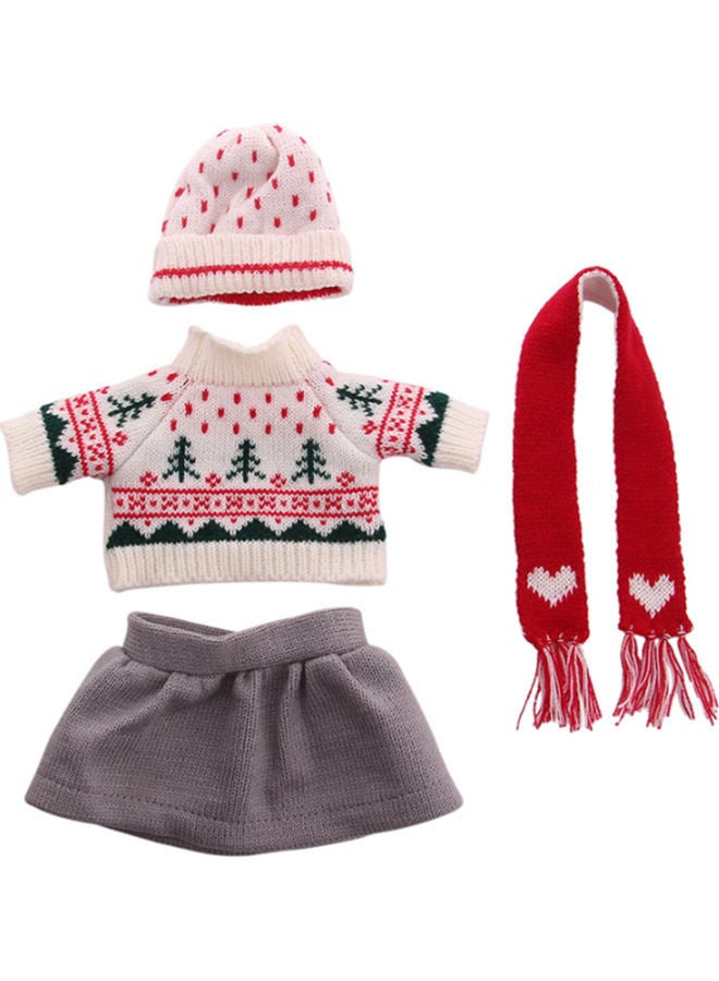 3-Piece American Doll Clothes Sweater Set With Scarf 18inch