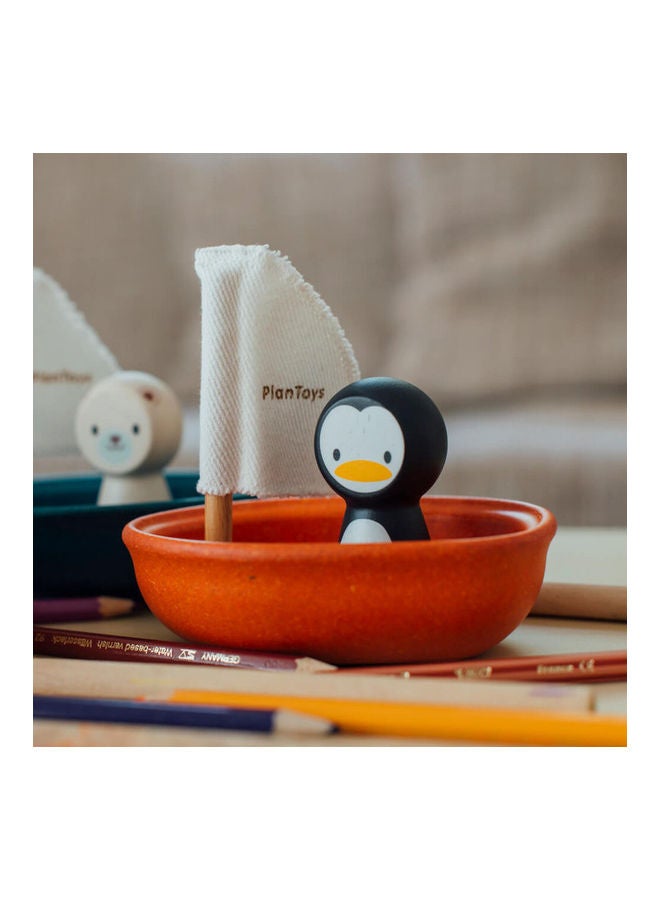 Wooden Sailing Boat Penguin 12x8.8x10.1cm