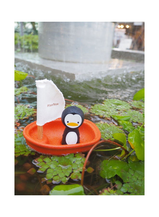 Wooden Sailing Boat Penguin 12x8.8x10.1cm