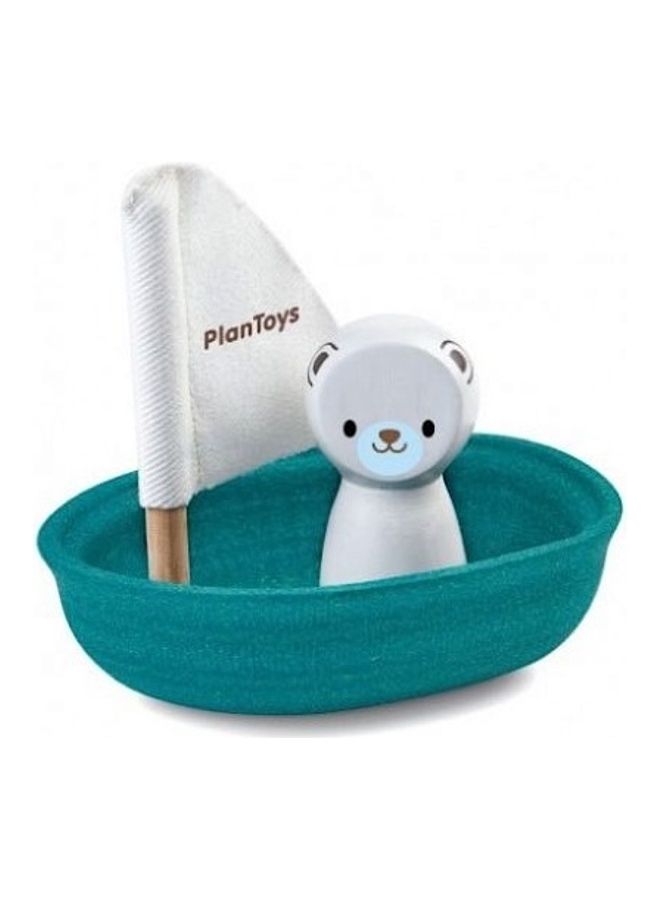 Wooden Sailing Boat Polar Bear 12x8.8x10.1cm